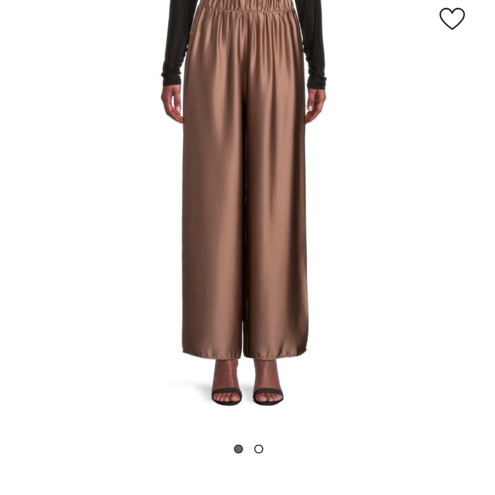 NWT Renee C. Satin Brown Wide-Leg Pants